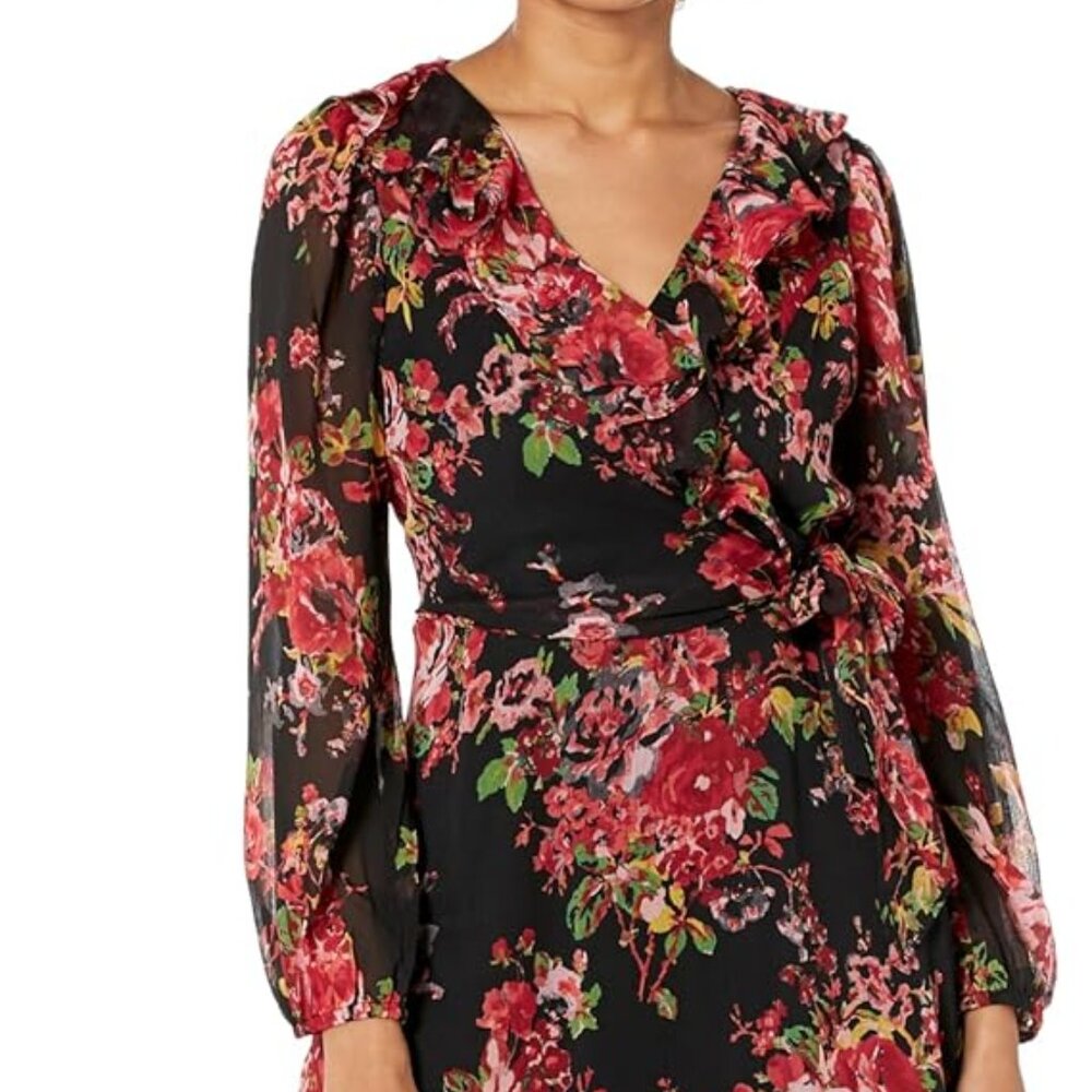 London Times Size 12 Faux Wrap Dress